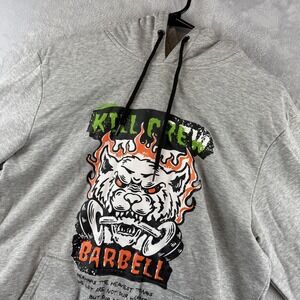 Kill Crew Hoodie Mens Medium Gray Barbell Demon Graphic Porrada Series Gym